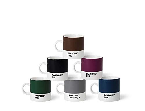 Pantone Porzellan Espressobecher 6er-Set, 6 Espressotassen à 120 ml, Coffee, mit Henkel, spülmaschinenfest, Naturfarben von Pantone