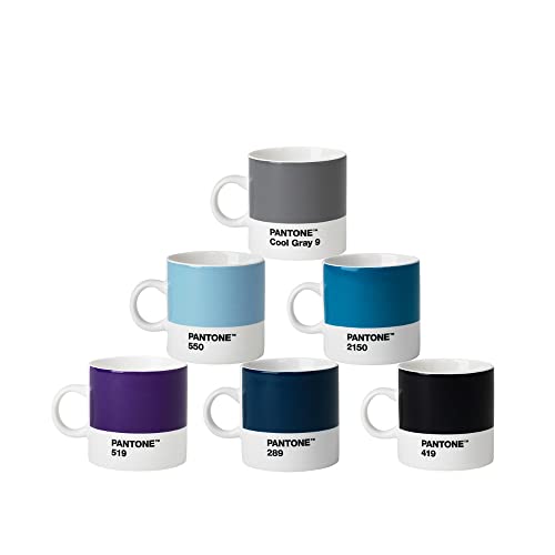 Pantone Espressotassen 6er Set , Porzellan, Espressobecher, 120 ml, spülmaschinenfest, Blautöne … von Pantone