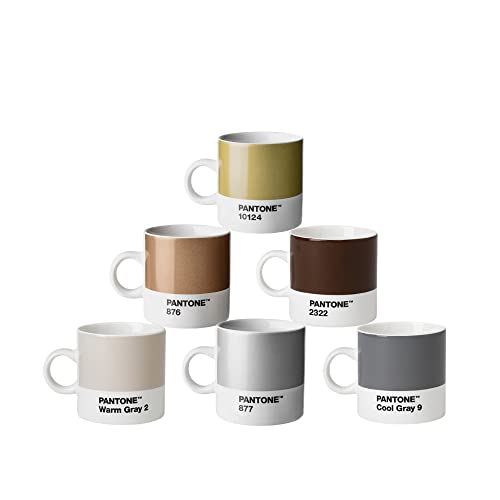 Pantone Espressotassen 6er Set , Porzellan, Espressobecher, 120 ml, spülmaschinenfest, Metalltöne … von Pantone