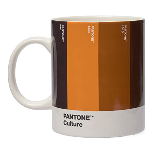 Pantone Porzellan Kaffeebecher, spülmaschinenfest, 375ml, inkl. Geschenkbox, Culture: 719, 4263 amber brown, 2009 mimosa, 476, 1615, 1385, 19-1314 seal brown, 18839 von Pantone