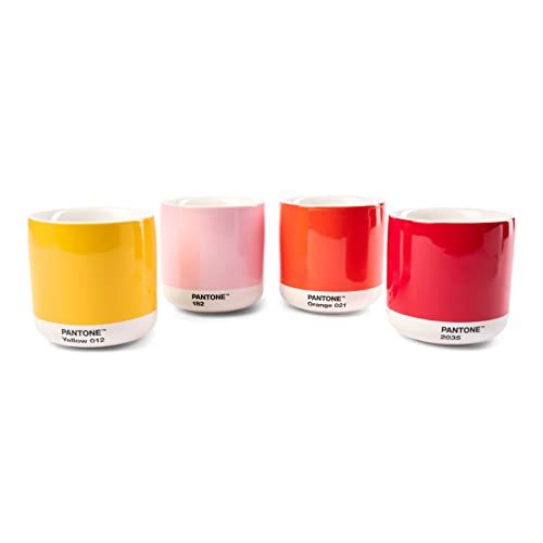 PANTONE Porzellan Latte Macchiato Thermobecher, 220ml, 4er-Set: Yellow 12 C, Red2035 C, Orange 021 C, Light Pink 182C von Pantone