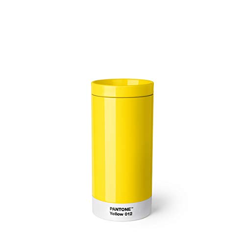 Pantone Reisebecher, Edelstahl, ABS, Yellow 012, 75 mm von Pantone