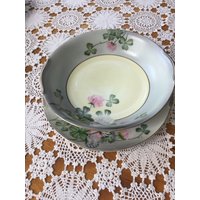 Vintage Noritake Suppenschüssel Und Teller Kleeblatt Print Pink 1950Er Jahre von PantryandPetticoats