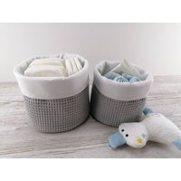 Utensilo/stoffkorb-Set Waffelpiqué Hellgrau von PantufaDE