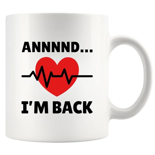 Annnnd... I'm Back Recovery Gifts Keramiktasse für Herzchirurgie Herzinfarkt Survivor Herzschlag für Koronararteriepatienten von Doctor Nurse Keramiktasse 325 ml, Weiß Annnnd... I'm Back Recovery Gifts Keramiktasse für Herzchirurgie Herzinfarkt Survivor Herzschlag für Koronararteriepatienten von Doctor Nurse Keramiktasse 325 ml, Weiß von Panvola