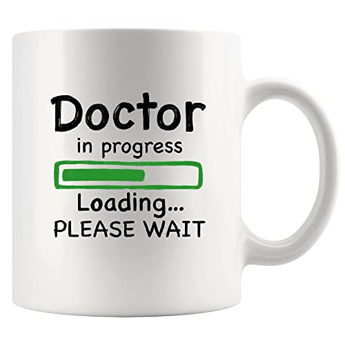 Kaffeetasse mit Aufschrift "Doctor in Progress Loading", lustiger DR-Studenten, Keramikbecher, 325 ml, Weiß von Panvola