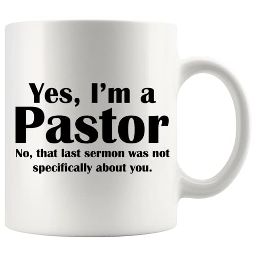 Kaffeetasse mit Aufschrift "Yes, I'm A Pastor Sermon", Minister Preacher, sarkastisch, lustige Keramik-Tasse, Trinkgeschirr, 325 ml, Weiß von Panvola
