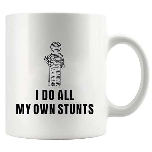 Keramiktasse mit Aufschrift "I Do All My Own Stunts", lustiges Patientengeschenk, Genesungsgeschenk für Frauen, Männer, Patienten vom Arzt, Krankenschwester, Familie, Genesung, Beinverletzung, 325 ml, Keramiktasse mit Aufschrift "I Do All My Own Stunts", lustiges Patientengeschenk, Genesungsgeschenk für Frauen, Männer, Patienten vom Arzt, Krankenschwester, Familie, Genesung, Beinverletzung, 325 ml, von Panvola