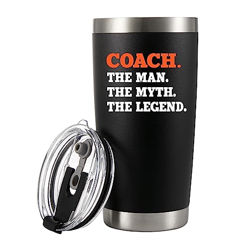 Panvola 'Coach The Man The Myth The Legend ' Coach Gifts Vakuumisolierter Becher für Sport, Fußball, Baseball, Basketball, Fitnessstudio, Trainer (590 ml) von Panvola