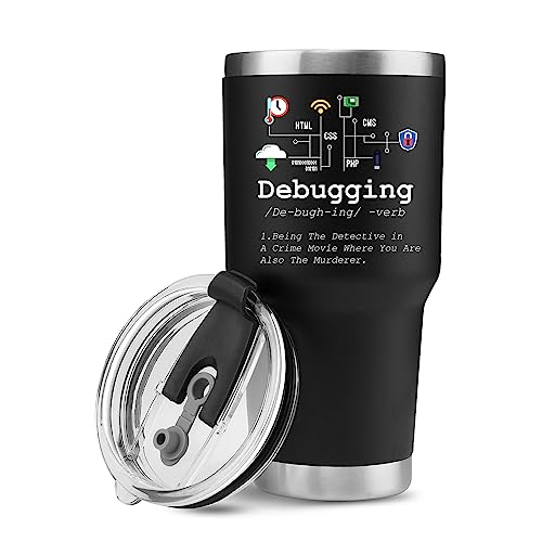 Panvola 'Debugging Definition' Computer Programmer Gifts Student Teacher Programmer Friend Programmer Computer Programming Stainless Steel with Removable Straw Lid (30 oz) von Panvola