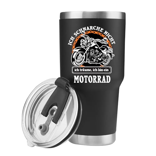 Panvola Ich Schnarche Nicht Ich Träume Ich Bin Ein Motorrad Vakuum Isolierter Trinkbecher Schnarcher Motorradfahrer Biker Geschenk für Vater Ehemann Freund Onkel Edelstahl Reisebecher 30oz Schwarz von Panvola