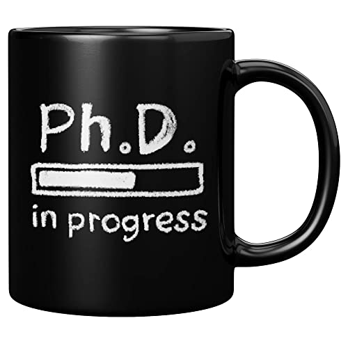 Panvola Kaffeetasse mit Aufschrift "PhD in Progress Future Dr. Doctor Medical Doctorate Student Graduation Gift Ceramic Coffee Mug Novelty Drinkware 313 ml Black (11 oz) von Panvola
