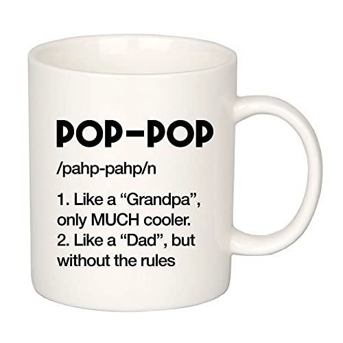 Panvola Kaffeetasse mit Pop-Pop-Definition-Motiv, 325 ml, Vatertagsgeschenk für Großvater, Großvater von Enkelsohn, Enkelin, Keramiktasse, Weiß Panvola Kaffeetasse mit Pop-Pop-Definition-Motiv, 325 ml, Vatertagsgeschenk für Großvater, Großvater von Enkelsohn, Enkelin, Keramiktasse, Weiß von Panvola