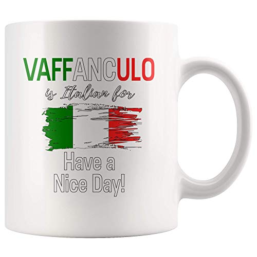 Panvola Vaffanculo Is Italian For Have A Nice Day Funny Italian Gift For Coworker Friends Sister Brother Family in Italy Coffee Ceramic Mug Novelty Drinkware White 11 oz von Panvola