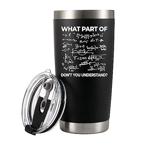 What Part of Don't You Understand Engineer Gifts Lustiger sarkastischer Mathematiklehrer, vakuumisolierter Edelstahlbecher mit abnehmbarem Deckel und Strohhalm, 590 ml, Schwarz von Panvola