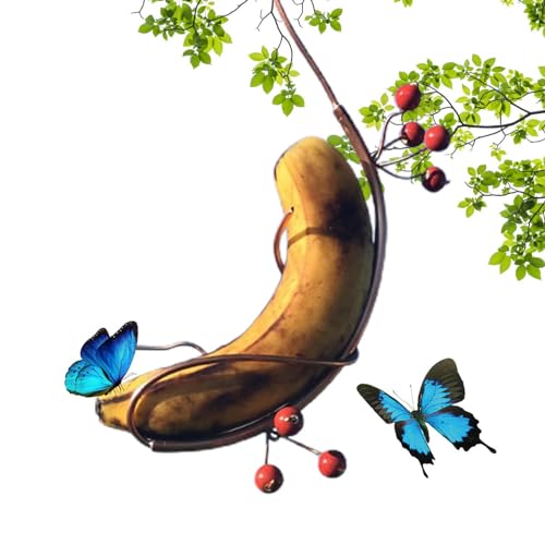 Schmetterlings-Bananen-Futterspender, hängender Kupfer-Schmetterlings-Futterspender, Schmetterlings-Bananen-Hängematten-Futterspender, Multi-Futterspender stehend mit Solider Bananen-Hängematte von Paodduk