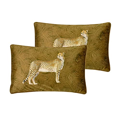 Paoletti Cheetah Forest Polyester Filled Cushions (Twin Pack), Gold, 30 x 50cm von Paoletti