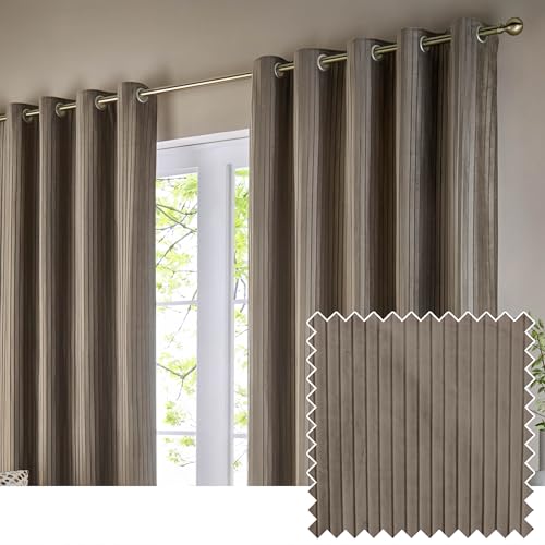 Paoletti Corinthian Samt-Ösenvorhang, Paar – Taupe – 229 x 183 cm von Paoletti