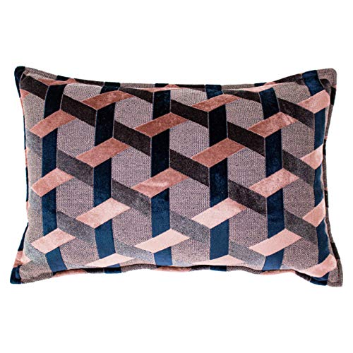 Paoletti Delano Kissen mit Federfüllung, 40 x 60 cm, Blush/Navy von Paoletti