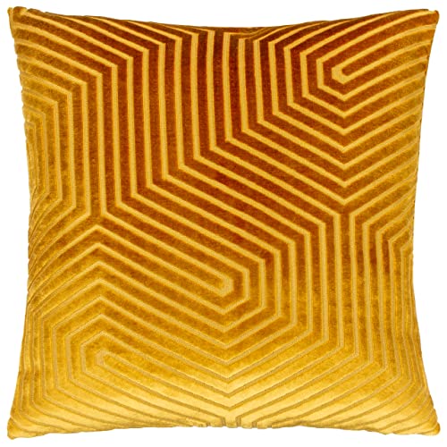 Paoletti Evoke Samtkissen mit Polyesterfüllung – Luxuriöses dekoratives quadratisches Kissen mit Chevron-Muster und Füllung (Gold – 45x45cm) von Paoletti