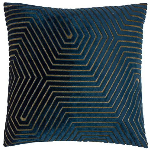 Paoletti Evoke Samtkissen mit Polyesterfüllung – Luxuriöses dekoratives quadratisches Kissen mit Chevron-Muster und Füllung (Marineblau – 45x45cm) von Paoletti