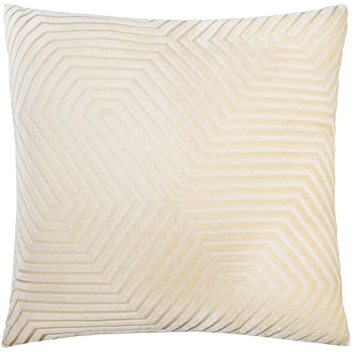 Paoletti Evoke Samtkissen mit Polyesterfüllung – luxuriöses dekoratives quadratisches Kissen mit Chevron-Muster und Füllung (Elfenbein – 55x55cm) von Paoletti