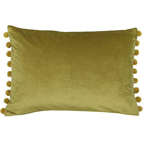 Paoletti Riva Fiesta Rechteckige Kissenbezug - Green - Gold Pompom Edges - Faux Velvet - Reversible - Reißverschluss - 100% Polyester - 35 X 50 cm (14" X 20" Zoll) Paoletti Riva Fiesta Rechteckige Kissenbezug - Green - Gold Pompom Edges - Faux Velvet - Reversible - Reißverschluss - 100% Polyester - 35 X 50 cm (14" X 20" Zoll) von Paoletti
