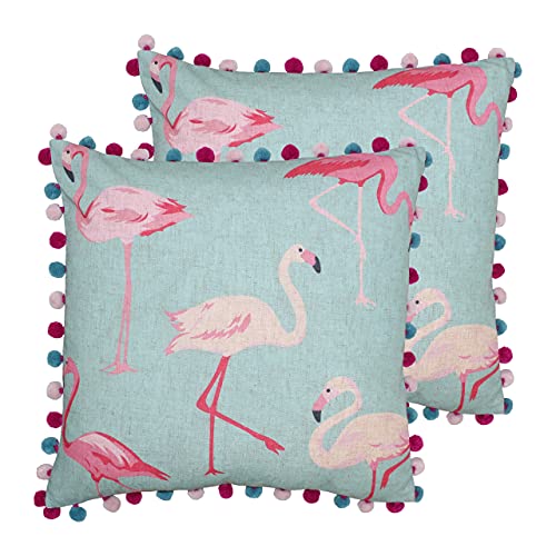 Paoletti Flamingo Twin Pack Polyester gefüllte Kissen, Entenei, 50 x 50cm, 2 von Paoletti