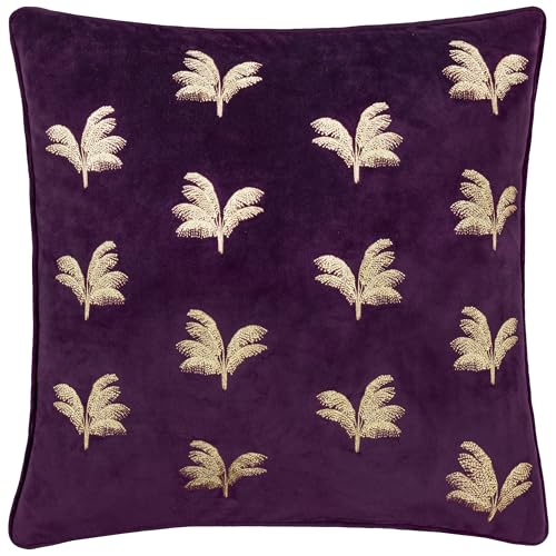 Paoletti Guilded Palms Besticktes, mit Polyester gefülltes Kissen – Pflaume – 45 x 45 cm von Paoletti