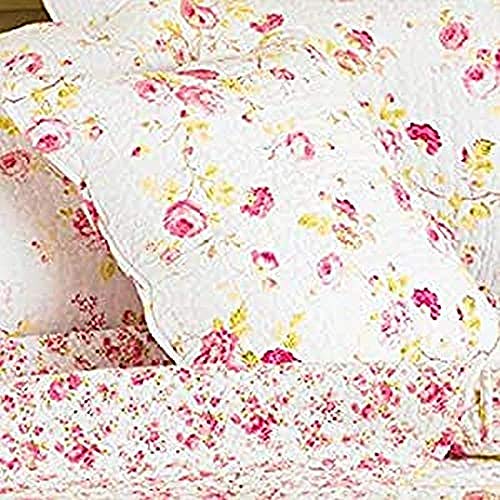 Paoletti Honeypot Lane Blumen Woven Baumwolle Gesteppte Kissenbezug, Weiß, 45 X 45 cm von Paoletti