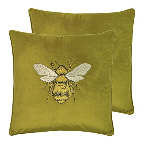 Paoletti Hortus Twin Pack-Feder gefüllte Kissen, Polyester, Olive, 50 x 50cm, 2 von Paoletti