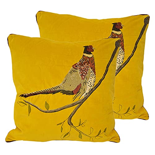 Paoletti Hunter Velvet Twin Pack Feather gefüllte Kissen, Baumwolle, Senf, 45 x 45cm, 2 Paoletti Hunter Velvet Twin Pack Feather gefüllte Kissen, Baumwolle, Senf, 45 x 45cm, 2 von Paoletti