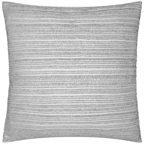 Paoletti Jupiter Kissen mit Polyesterfüllung – Perlmutt Jacquard Chenille Linear Texturiertes Dekokissen (Silber – 50x50cm) von Paoletti