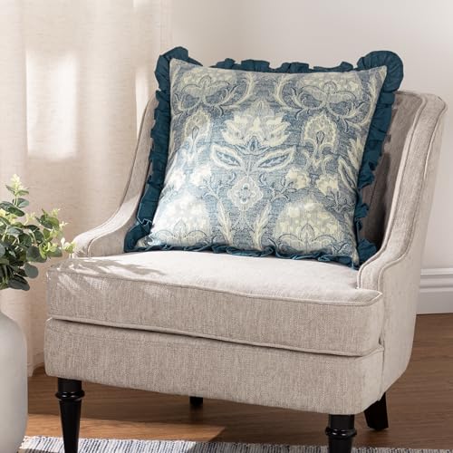 Paoletti Kirkton Floral Pleat Fringe Feather Filled Cushion - Twin Pack von Paoletti