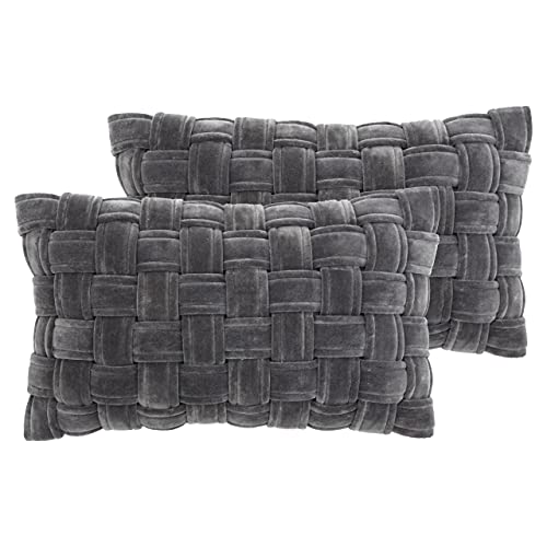 Paoletti Kross Twin Pack-Polyester gefüllte Kissen, Holzkohle, 30 x 50cm, 2 von Paoletti