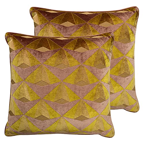 Paoletti Leveique Twin Pack-Polyester-gefüllte Kissen, Ocker/errötet, 50 x 50cm, 2 von Paoletti