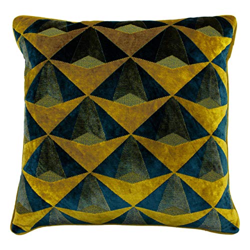 Paoletti Leveque Kissenbezug, Samt Polyester, Blaugrün/Gold, 50 x 50cm von Paoletti