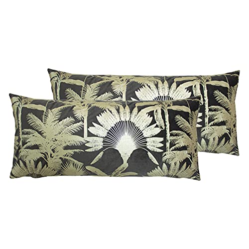 Paoletti Malaysian Palm Twin Pack Polyester gefüllte Kissen, Nerz, 33 x 70cm, 2 von Paoletti