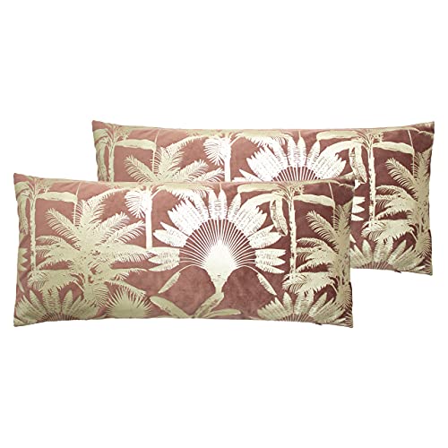 Paoletti Malaysische Palm Twin Pack Feather Gefüllte Kissen, Polyester, Rose, 33 x 70cm, 2 von Paoletti