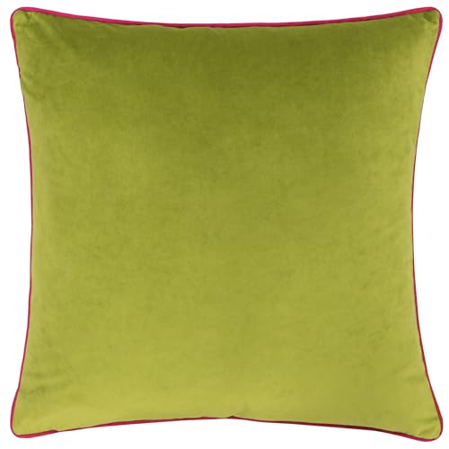 Paoletti Meridian Kissen, Federreich, gefüllt, Samt, Paspelierung, luxuriöses Dekor, Limettengrün/Hot Pink, 55 x 55 cm von Paoletti
