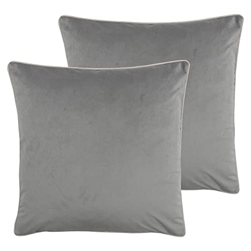 Paoletti Meridian Twin Pack-Polyester gefüllte Kissen, Grau/errötet, 55 x 55cm, 2 von Paoletti