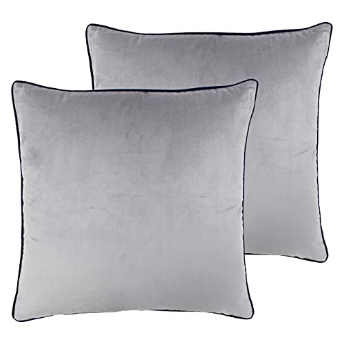 Paoletti Meridian Twin Pack-Polyester gefüllte Kissen, Silber/Navy, 55 x 55cm, 2 von Paoletti