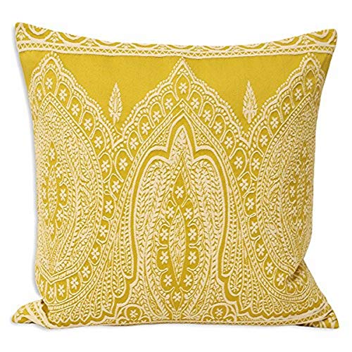 Paoletti Paisley FEATH CUSH 50X50 Yellow, Polyester-Baumwoll-Mischgewebe, Gelb, 50x50cm von Paoletti