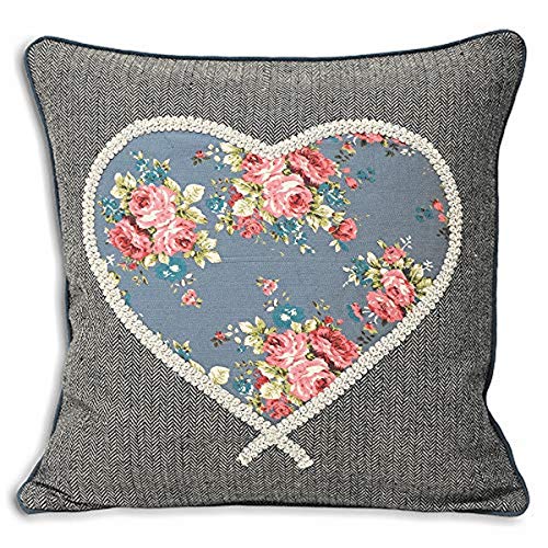 Paoletti Sweet Cottage Heart PC 45X45 DEN, Polyester, Denim, 45x45cm von Paoletti