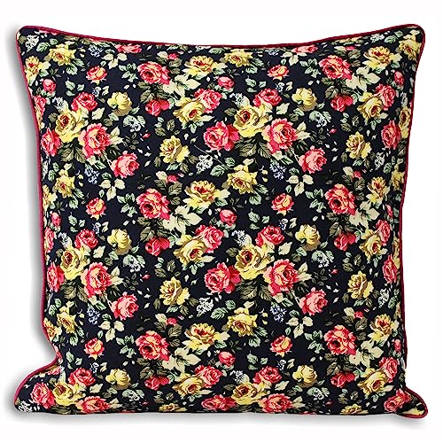 Paoletti Victoria Kissen mit Blumenmuster, Polyester, gefüllt, Blau, 45 x 45 cm von Paoletti