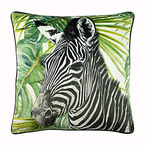 Paoletti Zebra Jungle Kissenbezug, Grün, 50 x 50cm von Paoletti
