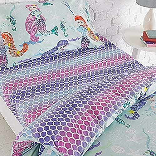 Riva Home Mermaid Spannbettuch, Polycotton, Mehrfarbig, 90 x 190cm von Paoletti