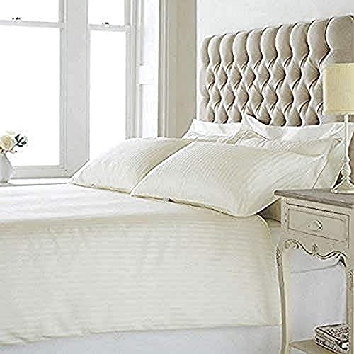 Riva Paoletti Eton Duvet Set (Creme/Doppel) Vertikal Satin-Streifen-Design 100% Reine Baumwolle Bettwäsche 2 x Pillowcase inklusive der Maschine waschbar 200 x 200 cm (79" x 79" Zoll) von Paoletti