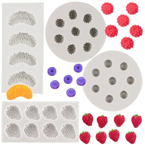 Paotxpum 4 Stück Obstförmige Silikonformen Obst Gelee Formen Fondant Formen 3D Mini Schokoladenform Heidelbeere & Maulbeere Erdbeere Orange Süßigkeiten Form Seife Einbettformen Süßigkeitenformen Paotxpum 4 Stück Obstförmige Silikonformen Obst Gelee Formen Fondant Formen 3D Mini Schokoladenform Heidelbeere & Maulbeere Erdbeere Orange Süßigkeiten Form Seife Einbettformen Süßigkeitenformen von Paotxpum