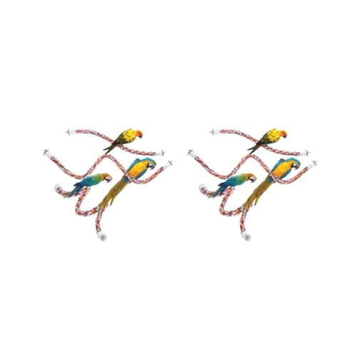 2 Set Papagei Spielzeug Seil Hängende Geflochtene Nymphensittiche Training Vogelkäfig Beißschaukel Leiter Schnur für kleine und mittelgroße Vögel 105cm von Paowsietiviity